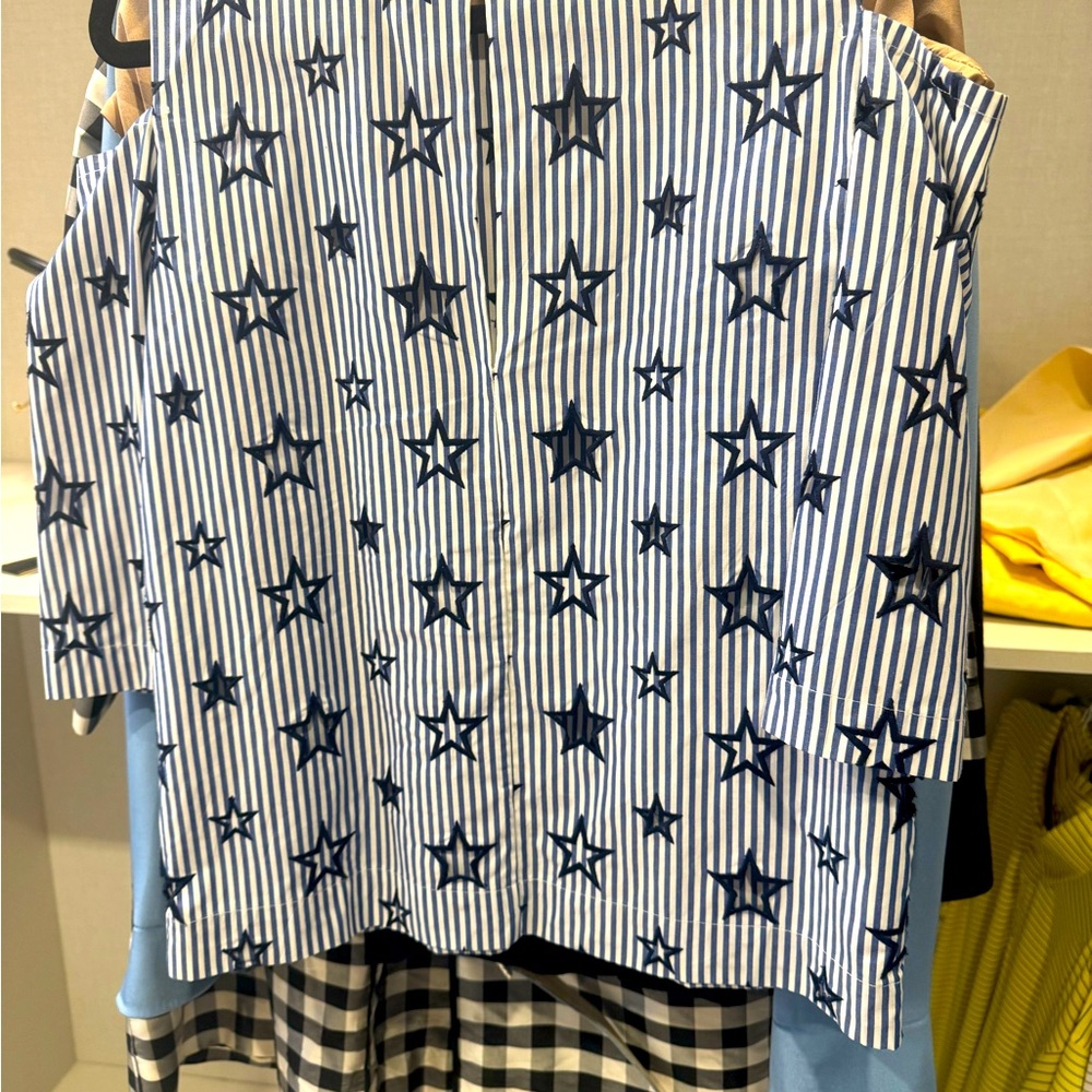 Sandro Blue and White Star Striped Top
